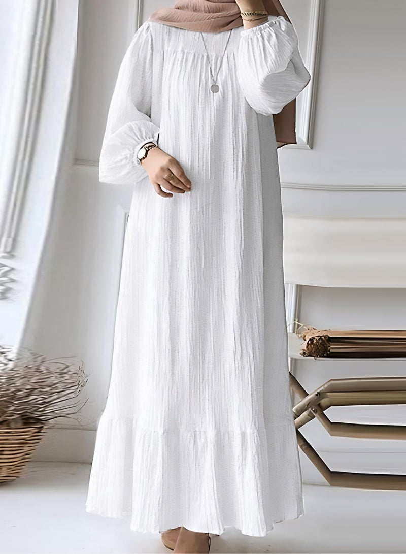 Muslim Dresses for Women One-Piece Long Sleeve Round Neck Islamic Prayer Dress Abaya Kaftan Dubai Casual Dress  - Image 3