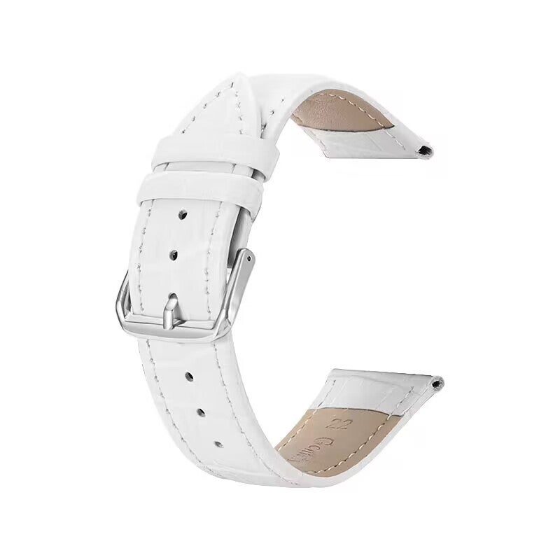 Generic Genuine Leather Crocodile Bamboo Strap for Huawei GT Samsung Apple EC-slub pattern white-silver pin buckle [switch raw ear]] 