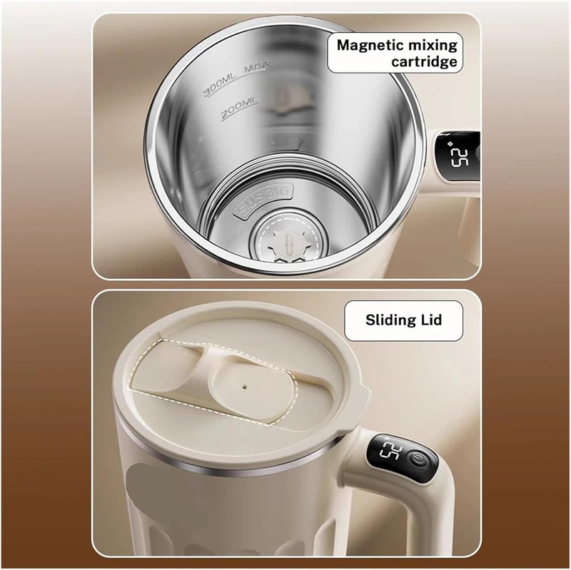 Self Stirring Cup, 400ML Automatic Stirring Cup Rechargeable Coffee Electric Mixer 316 Stainless Steel Rotating Mug Milk Magnetic Mixing for Coffee, Milk(Black) - Image 2