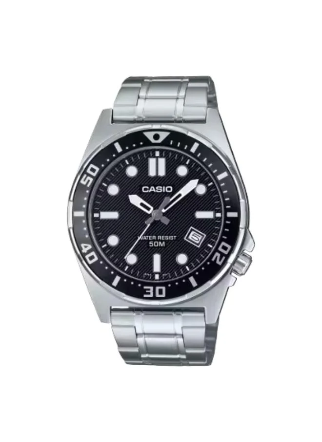 كاسيو Men's Analog Display Watch With Silver Stainless Steel Strap - MTD-135D-1AVDF