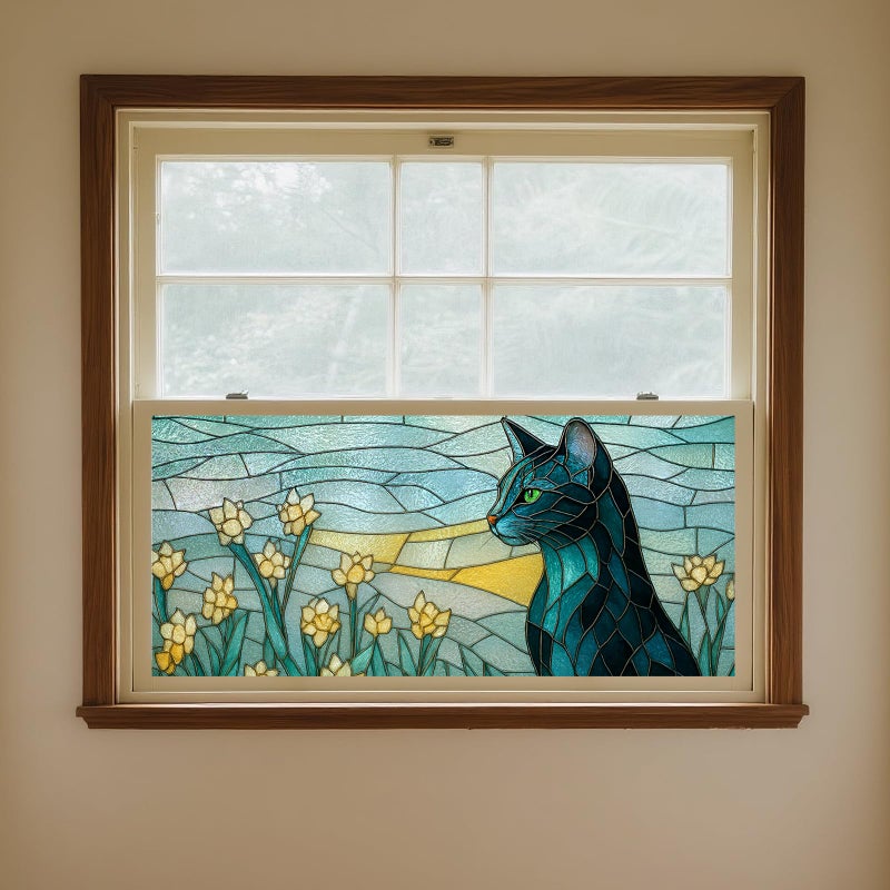IVN Privacy Window Film Geometric Stained Glass Decorative Window Cling Static Cling Glass Sticker for Bathroom Entryway Kitchen Door Panel 39.3Ã—17.7 Inch - Image 4