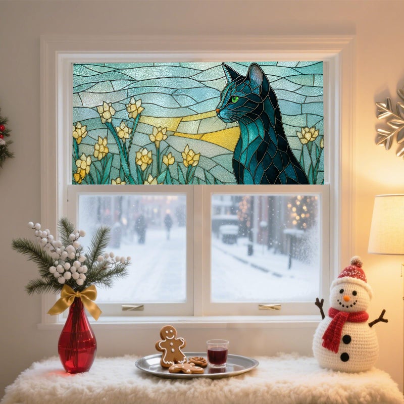 IVN Privacy Window Film Geometric Stained Glass Decorative Window Cling Static Cling Glass Sticker for Bathroom Entryway Kitchen Door Panel 39.3Ã—17.7 Inch - Image 2