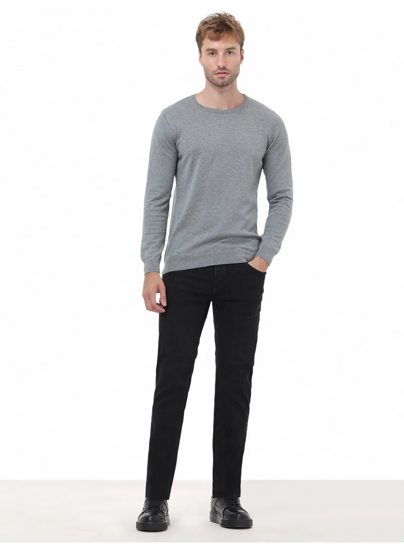 كيب Grey Crew Neck Cotton Blend Sweater