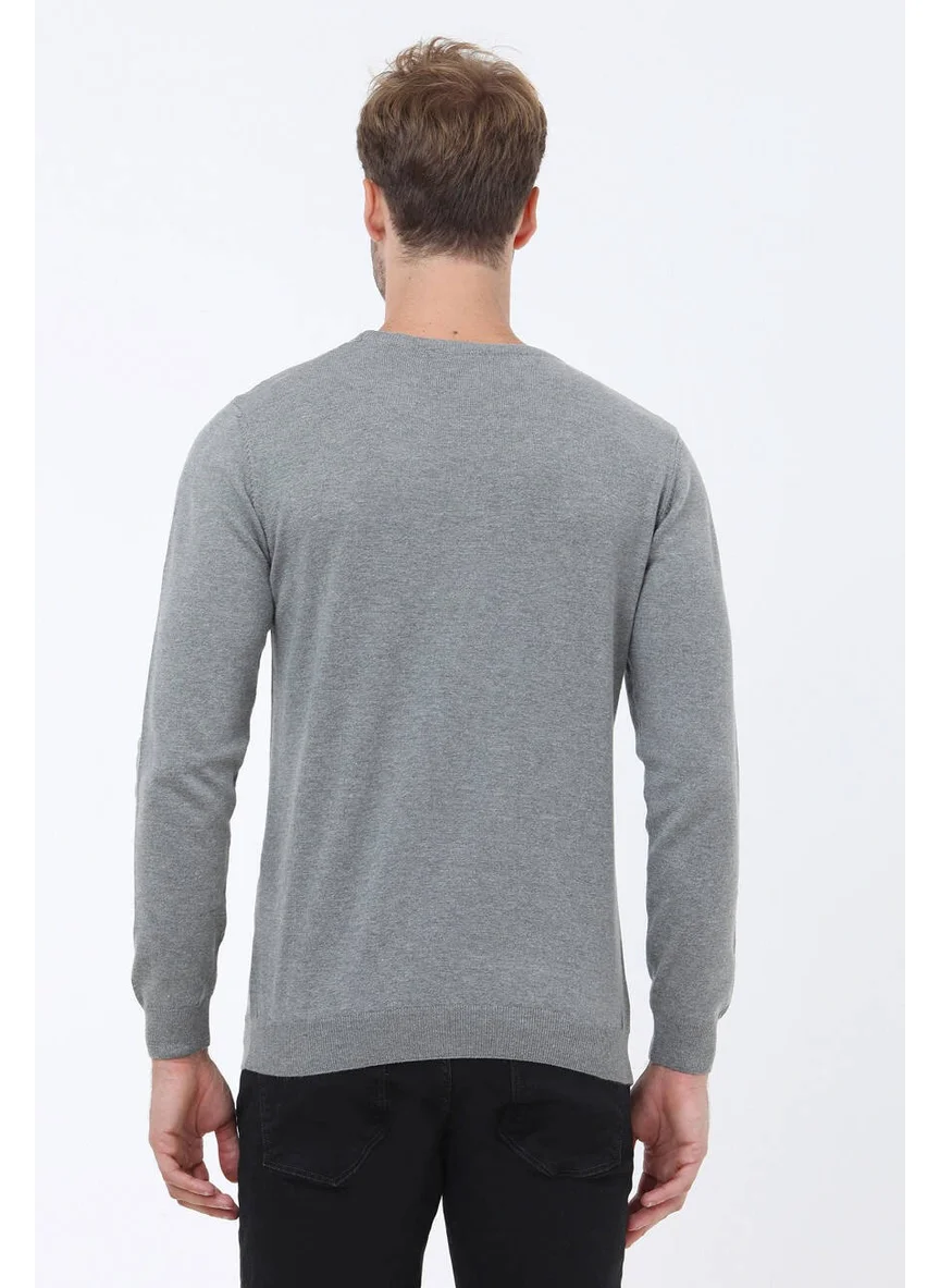 كيب Grey Crew Neck Cotton Blend Sweater