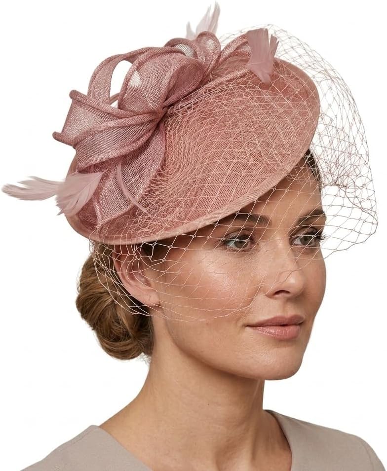 Saucer Sinamay Headband Fascinator Wedding Ascot Hat Hatinator Birdcage Veil