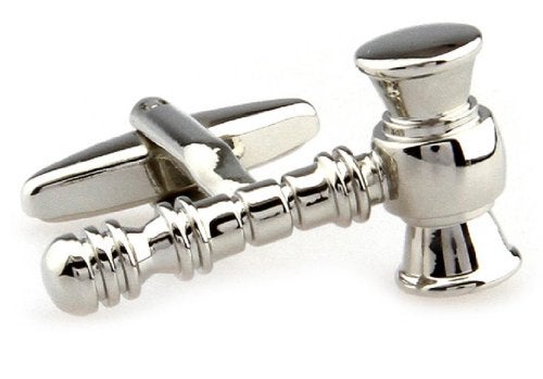 MRCUFF Law Gavel Mallet Judge Lawyer Mason Pair Cufflinks in a Presentation Gift Box & Polishing Cloth - Image 1