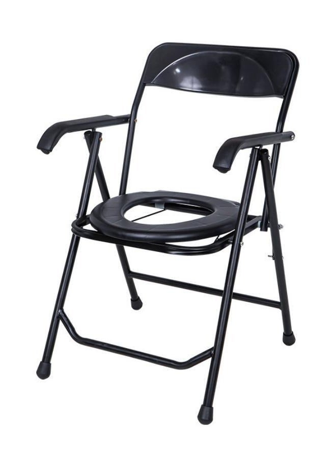 DURKU Durable black toilet with collapsible armrests for outdoor use: top-notch quality and comfort, dimensions 51 x 46 x 79 cm - Image 1