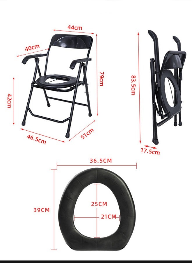DURKU Durable black toilet with collapsible armrests for outdoor use: top-notch quality and comfort, dimensions 51 x 46 x 79 cm - Image 4