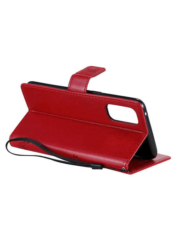 اس-توب جراب لهاتف OPPO Reno4، جراب من جلد البولي يوريثان قلاب أفقي بنقشة شجرة وقط، مع حامل وفتحات للبطاقات ومحفظة وحبل تعليق - Image 5