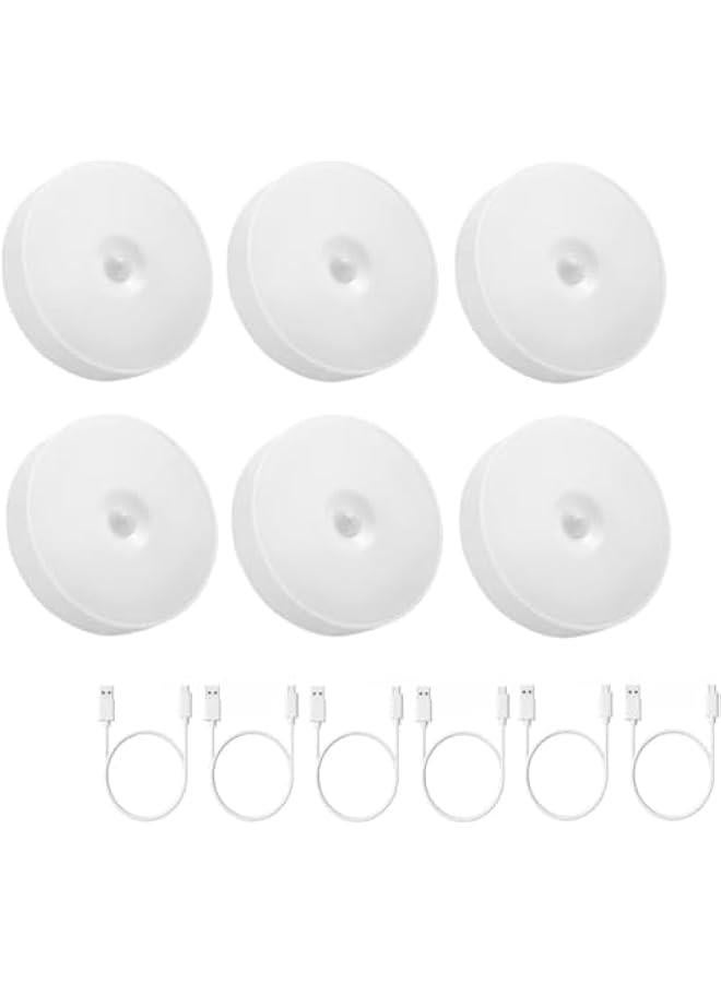 SKY-TOUCH 6Pcs Led Night Light : Motion Sensor Light Intelligent Body Induction Lamp USB Rechargeable Wireless Cabinet Light 2 Color Mode for Stair Bedro LivingRo Bathro Kitchen Garage Wardrobe - Image 1