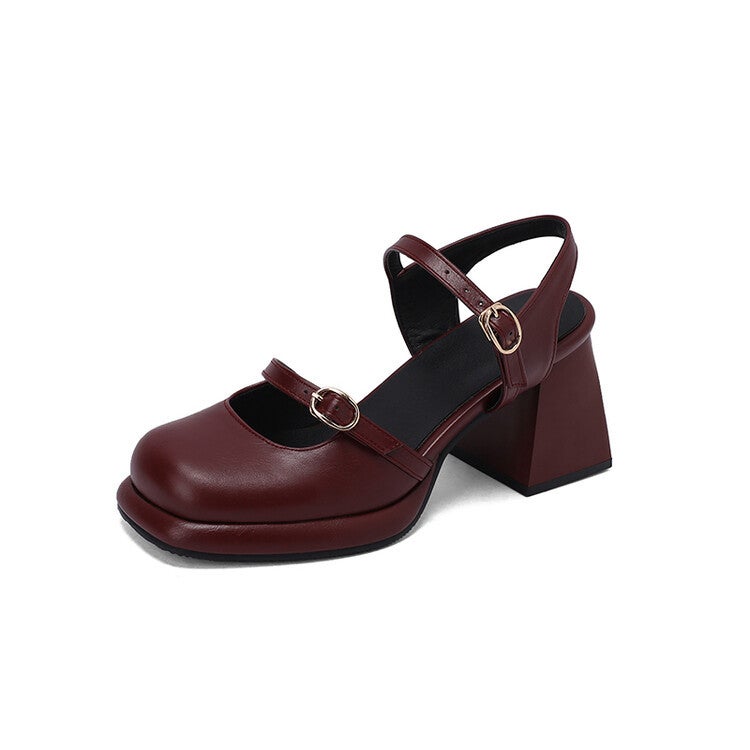 Square Toe Platform Buckle High Heel Single-Layer Shoes Plus Size Women'S Shoes 7126 - Image 4