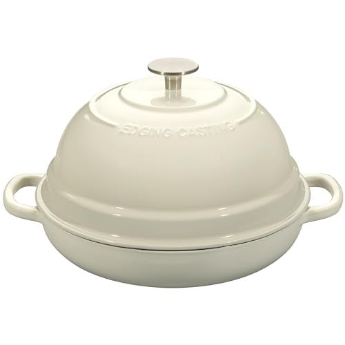 EDGING CASTING Enameled Cast Iron Dutch Oven Pot with Lid, Round Bread Oven for Homemade Sourdough Bread Baking, 6 Quart, White - Image 1