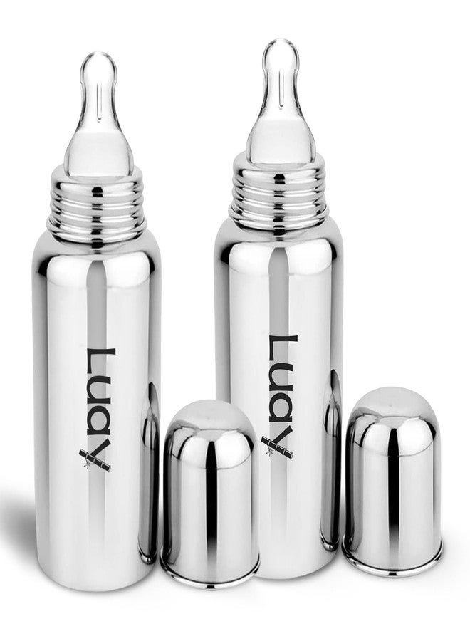 LUAY Baby Steel Feeding Bottle 250ml | Baby Milk Bottle with Advanced Anti Colic Valve, BPA Free, Soft Silicone Teat, Wide Neck for Babies/Infants/Newborns (Pack of 2) - Image 5