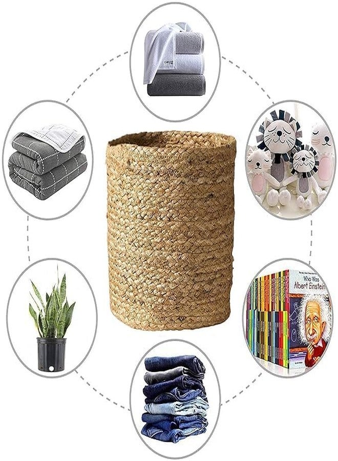 Leazzote Jute Cotton Rope Round Laundry Hamper, Modern Storage Basket for Baby Clothes, Toys, Towels Bedroom Organization (U/BLACK, 12x12x12 INCH) - Image 5