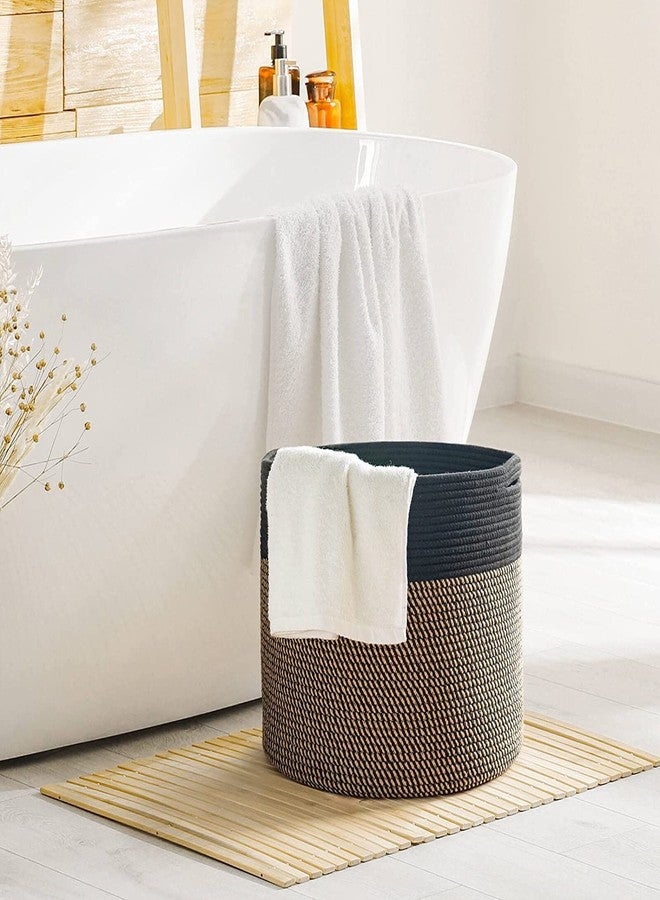 Leazzote Jute Cotton Rope Round Laundry Hamper, Modern Storage Basket for Baby Clothes, Toys, Towels Bedroom Organization (U/BLACK, 12x12x12 INCH) - Image 3