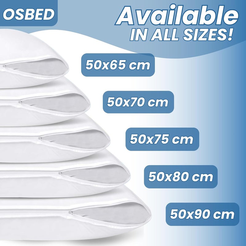 OSBED 100% Waterproof Pillow Protectors - Pack of 4 Bed Bug & Dust Proof Polyester Pillowcases - King Size (50 x 90cm) - Image 3