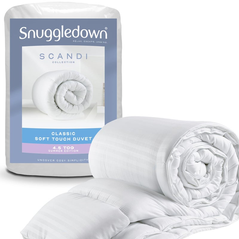 Snuggledown Soft Touch Double Duvet 45 Tog  Lightweight  Breathable Cool Summer Quilt for Hot Sleepers  UKMade Satin Striped Cover NonAllergenic Machine Washable 200 x 200cm