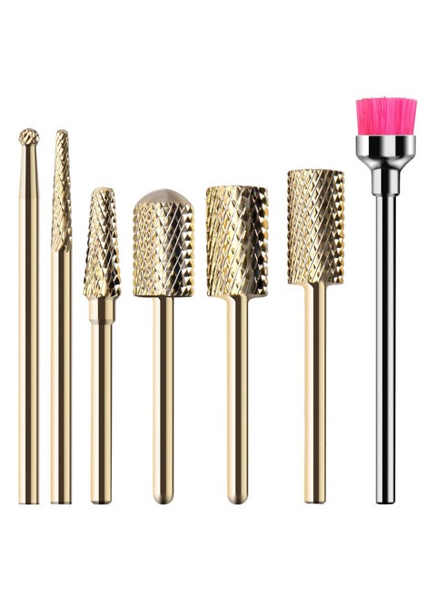 Nail Drill Bits Ceramic Bit Set for Acrylic Gel Nails 7 Pcs 3/32 Inch File Bits Cuticle Manicure Pedicure Nails Down Removing Tools