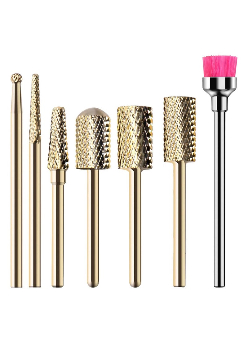 SYOSI - Nail Drill Bits Ceramic Bit Set for Acrylic Gel Nails 7 Pcs 3/32 Inch File Bits Cuticle Manicure Pedicure Nails Down Removing Tools - Image 1