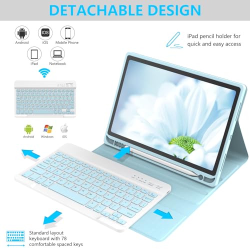 TaIYanG Keyboard Case for iPad Air 11-inch M2 2024/ Air 5th/ 4th Generation- Detachable Bluetooth Keyboard Case with Pencil Holder - Flip Stand Cover for iPad Air 11" M3/M2 (2025/2024)/Air 5 2022/Air 4 2020 - Image 4