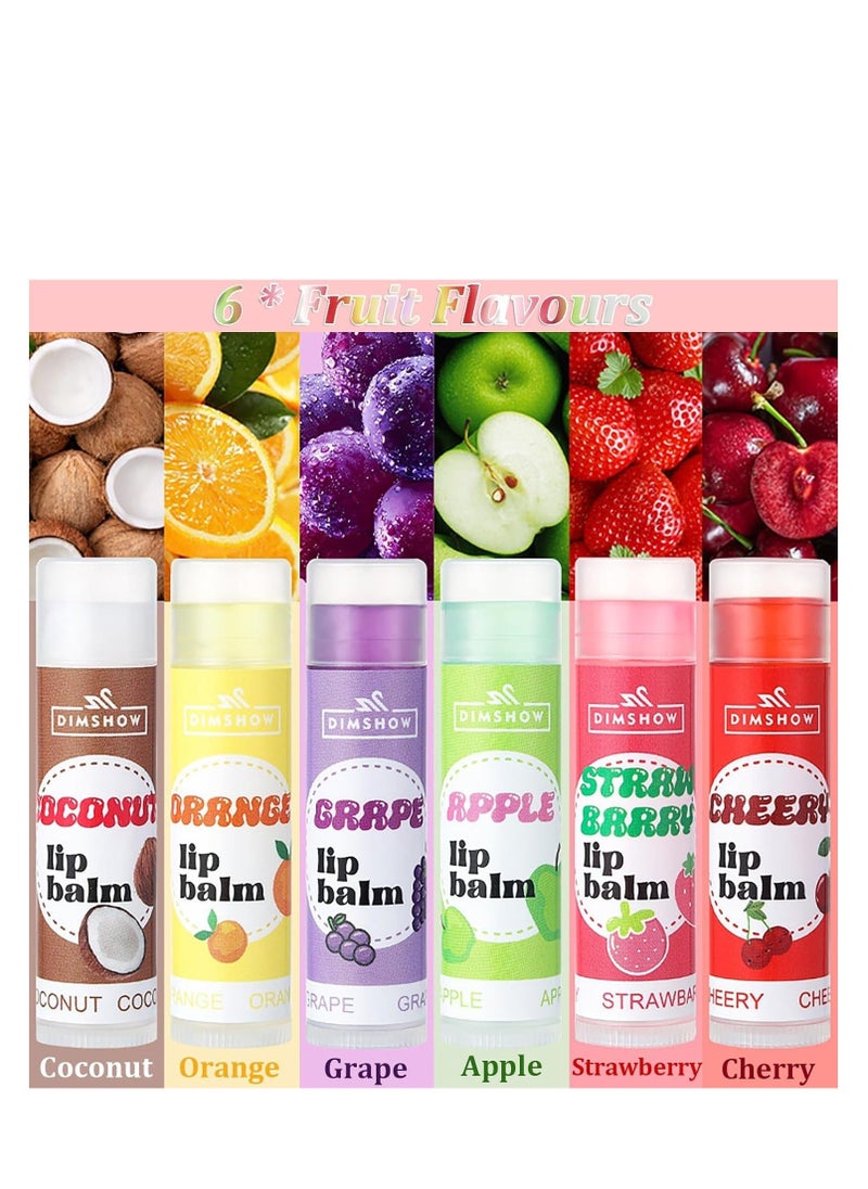 DIMSHOW - 6PCS Mini Lip Balm Set, Fruit Flavored Multipack, Moisturizing and Hydrating Lip Balm Stick, Lip Sleeping Mask for Dry and Cracked Lips, Repair and Lip Care Essentials - Image 1