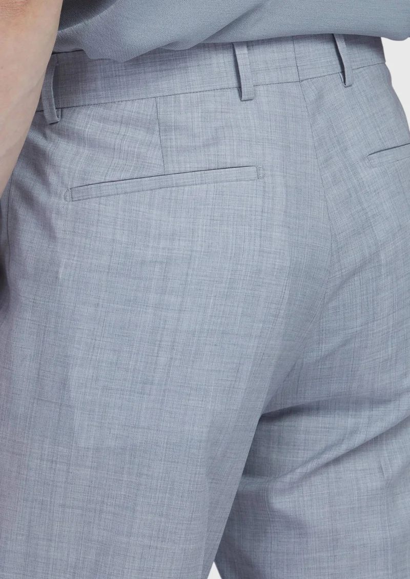 RAMSEY Light Grey Material Slim Fit Casual 100% Wool Trousers