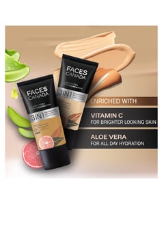 Faces Canada FACESCANADA All Day Hydra Matte Foundation 3 In 1 Foundation  Moisturizer Cream  Spf 30  24 Hr Aloe Hydration and Vitamin C 10Hr Long Wear Medium To High Buildable Coverage  Absolute Ivory 25Ml  - Image 3