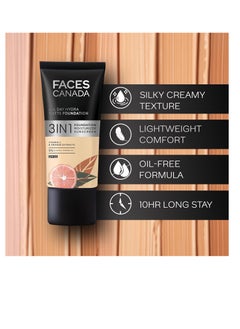 Faces Canada FACESCANADA All Day Hydra Matte Foundation 3 In 1 Foundation  Moisturizer Cream  Spf 30  24 Hr Aloe Hydration and Vitamin C 10Hr Long Wear Medium To High Buildable Coverage  Absolute Ivory 25Ml  - Image 2
