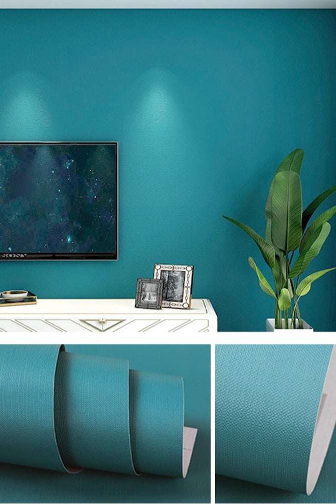 نوايوو ورق جدران قابل للتقشير واللصق، 40 سم × 10 م، ورق جدران لاصق أزرق-أخضر مقاوم للماء، ورق جدران ذاتي اللصق، لفة فينيل لتزيين الجدران والمطبخ وغرفة النوم - Image 1