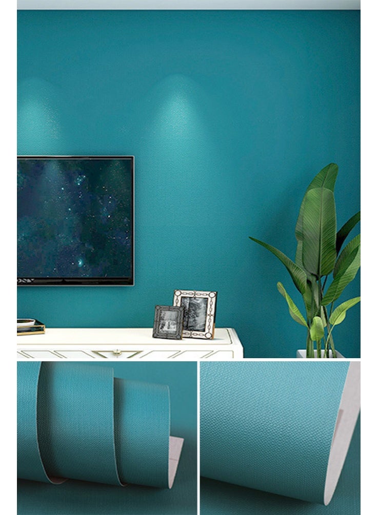 نوايوو ورق جدران قابل للتقشير واللصق، 40 سم × 10 م، ورق جدران لاصق أزرق-أخضر مقاوم للماء، ورق جدران ذاتي اللصق، لفة فينيل لتزيين الجدران والمطبخ وغرفة النوم - Image 1