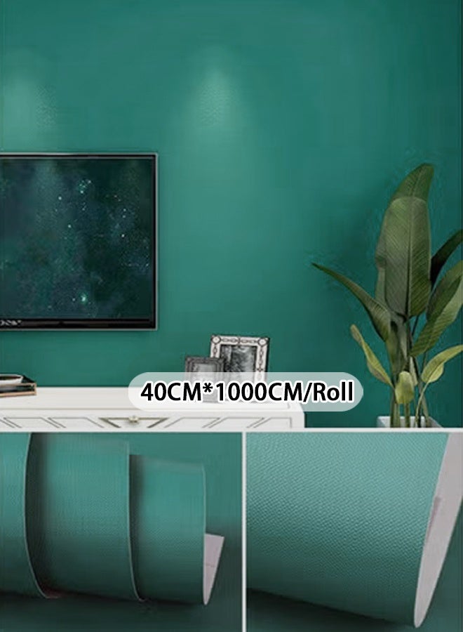 NOAEOU Self-Adhesive Peel and Stick Wallpaper 40cm×10m Waterproof Decorative Contact Paper Roll for Wall Kitchen Bedroom (Blue-Green) - Image 1