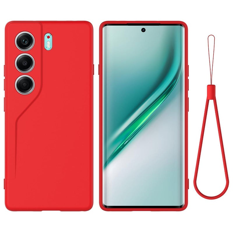 إيروريكس جراب هاتف Tecno Camon 40 Pro 5G بلون سادة من السيليكون السائل المقاوم للسقوط بتغطية كاملة (أحمر) - Image 1