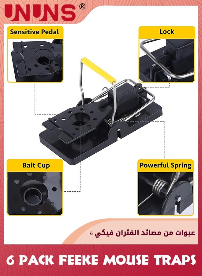 UNUNS Mouse Traps,6 Pack Mice Traps For House,Small Mice Trap Indoor Quick Effective Sanitary Safe Mousetrap Catcher For Family And Pet,Black - Image 2