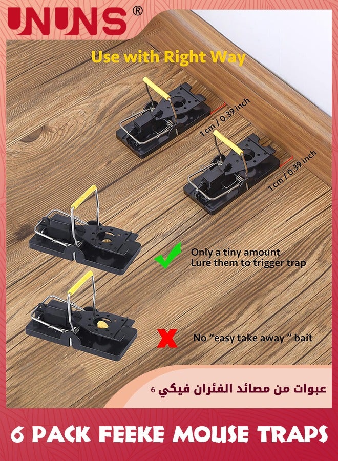 UNUNS Mouse Traps,6 Pack Mice Traps For House,Small Mice Trap Indoor Quick Effective Sanitary Safe Mousetrap Catcher For Family And Pet,Black - Image 4