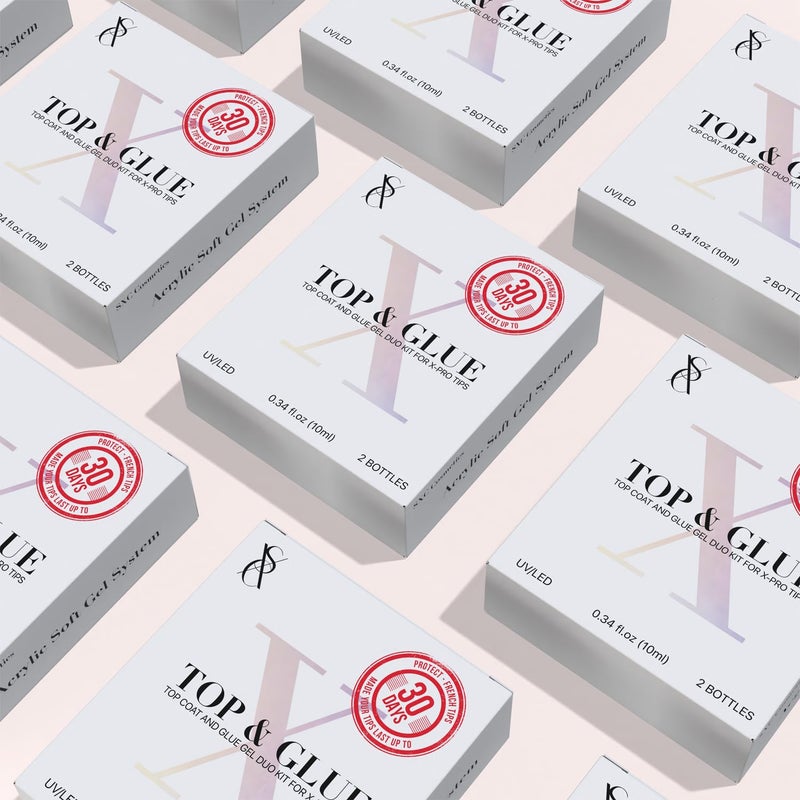 SXC Cosmetics French Tip Press On Nails Pink Medium Square 150 Pieces in 15 Sizes Ultra Fit with Pre-applied Tip Primer and Base Coat, No Need to File Fake Nails for Nail Art DIY X-Pro Tips - Image 2