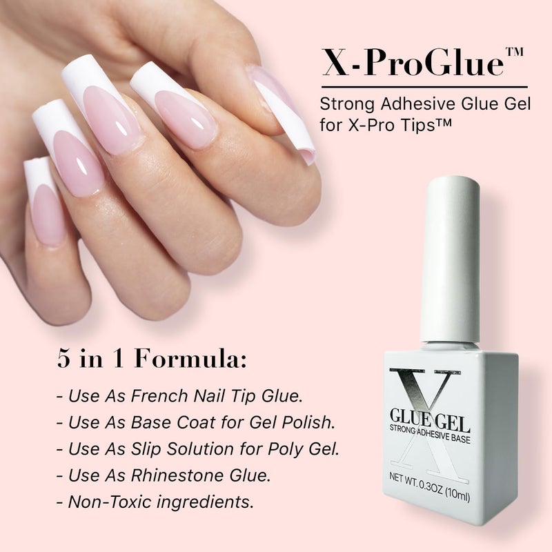 SXC Cosmetics French Tip Press On Nails Pink Medium Square 150 Pieces in 15 Sizes Ultra Fit with Pre-applied Tip Primer and Base Coat, No Need to File Fake Nails for Nail Art DIY X-Pro Tips - Image 5