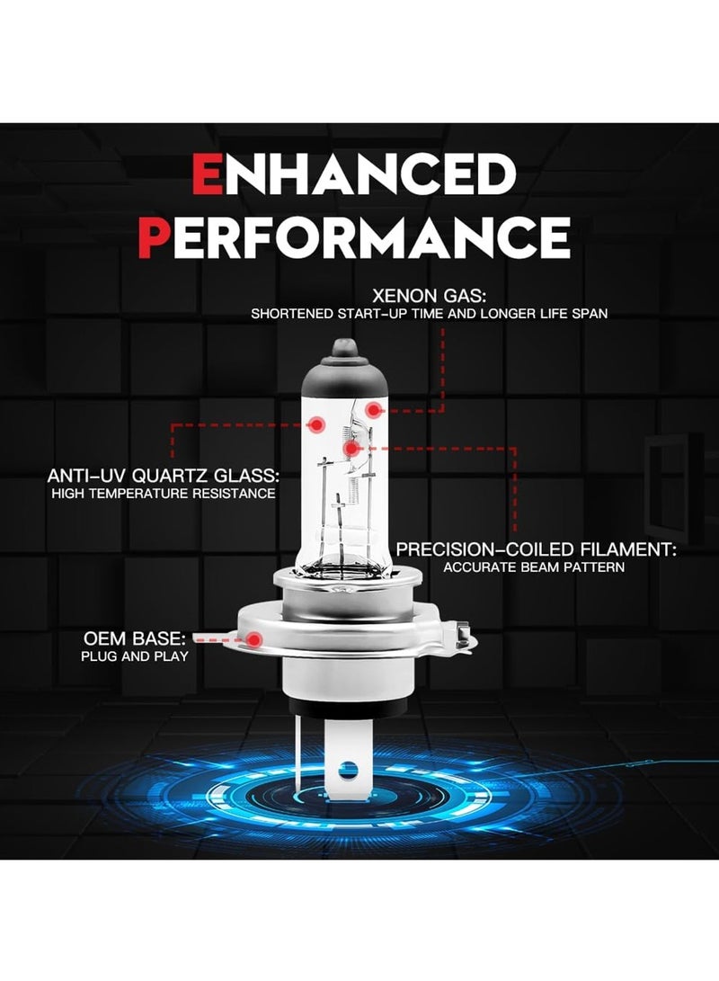 2-Piece FEEMA H4 Halogen Headlight Bulb 12v_60/55W 5000K – Ultra Bright Clear Vision Quartz Glass Bulbs with Long Lifespan for Safe Night Driving and Extreme Weather Conditions - Image 5
