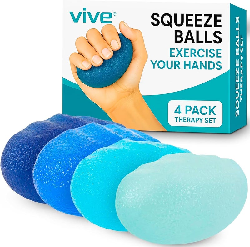 Vive Squeeze Balls for Hand Therapy Set 4 Pack  Grip Strengthener Occupational Exercise Equipment for Arthitis Parkinsons Stroke Carpal Tunnel Recovery  Stress Relief Massage Putty Finger Toy - Image 1