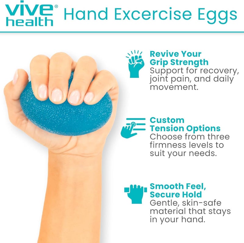 Vive Squeeze Balls for Hand Therapy Set 4 Pack  Grip Strengthener Occupational Exercise Equipment for Arthitis Parkinsons Stroke Carpal Tunnel Recovery  Stress Relief Massage Putty Finger Toy - Image 2