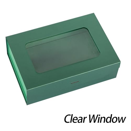 PLINJOY Green Gift Box for Presents with Ribbon 10.8x7.5x3.5 Inches Clear Gift Box with Window Magnetic Closure Gift Boxes with Lids - Image 4