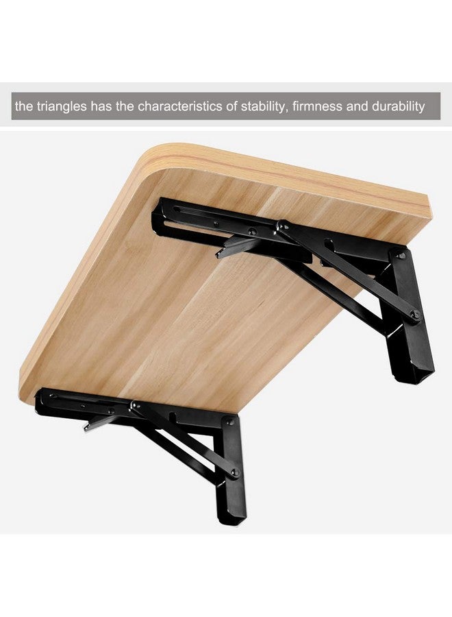Jolitac Jolitac Black Paint Folding Shelf Brackets 12” - Heavy Duty Metal Collapsible Shelf Bracket for Bench Table, Shelf Hinge Wall Mounted Space Saving DIY Bracket, Max Load: 330 lb (12 Inch, 2PCS)  - Image 4