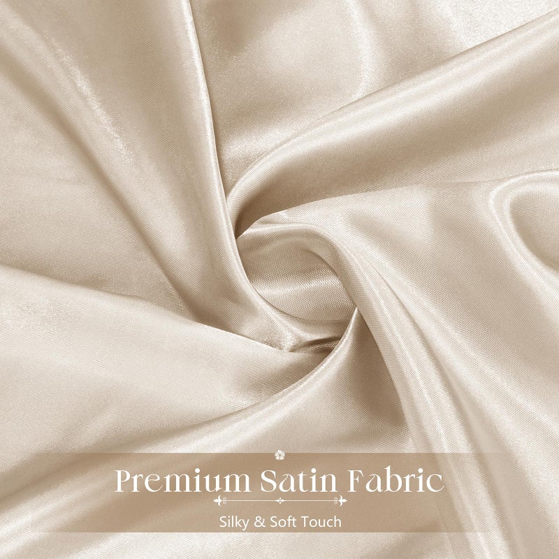 Ersmak Satin Ruffle Edge Tablecloth - Beige Satin Table Cover 52 x 70 Inch Rectangle Bright Silk Table Cloth for Weddings, Banquets, or Home Dining - Image 5