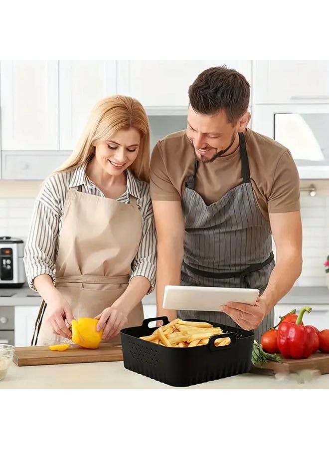 1 Pack Black Square Air Fryer Liner Nonstick Dishwasher Safe Reusable - Image 4