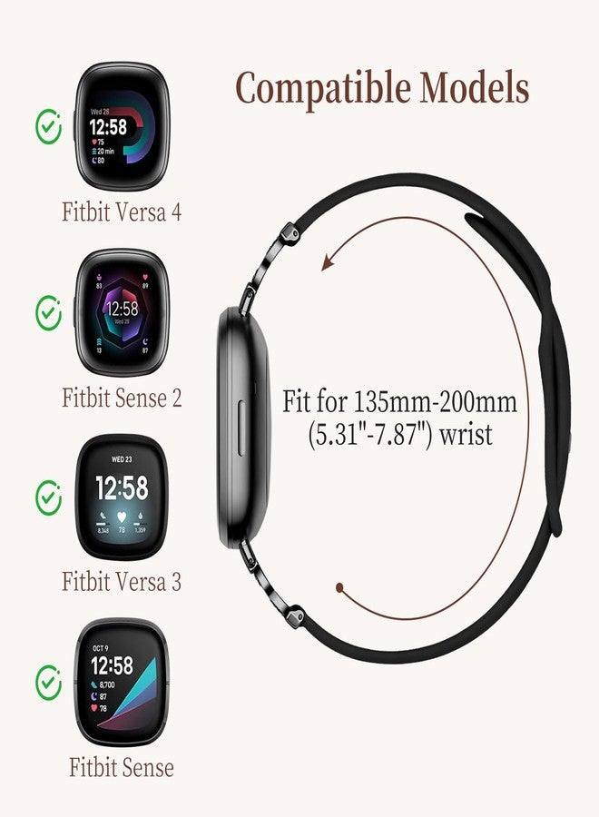 Zspoly Slim Bowknot Silicone Band Compatible with Fitbit Versa 4 Bands/Fitbit Versa 3 / Sense/Fitbit Sense 2 Watch Bands for Women Men,Soft Thin Silicone Waterproof Straps Replacement Wristbands - Image 5