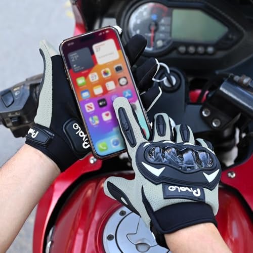 Pivalo Full Finger Riding Gloves | Touch Screen Sensitivity, Strong Knuckle Protection, Breathable Mesh Anti-Slip Palm Grip | Rider Gloves for Bikers, Motorcycle, Cycling, Mountaineering (Silver, XXL) - Image 5