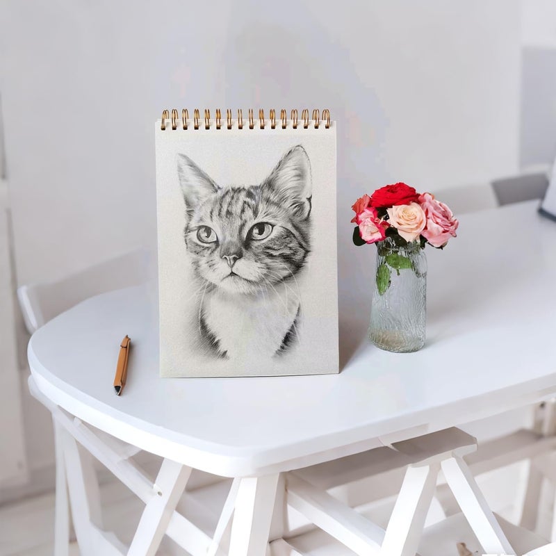 Clesante دفتر رسومات A4، دفتر رسومات فني للرسم، 120 صفحة مربوطة بشكل حلزوني، وزن الورق 160 جرام/متر مربع، خالٍ من الأحماض، مناسب للأطفال والبالغين والمبتدئين والفنانين (لون بنفسجي). - Image 4