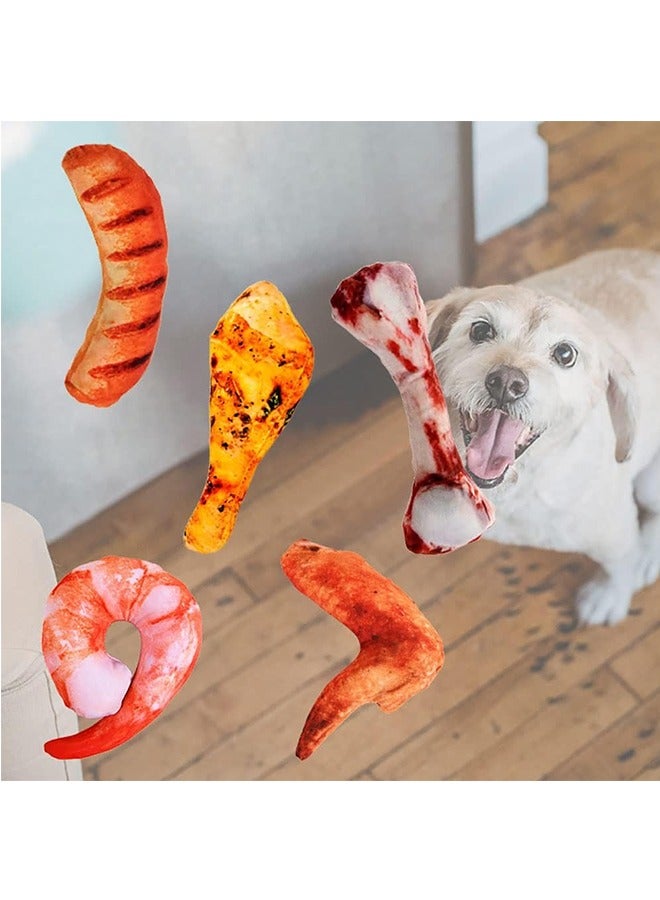 ألعاب صرير الكلاب 5 قطع من ألعاب مضغ الكلاب القطيفة المحاكاة للحيوانات الأليفة بما في ذلك أرجل الدجاج والخضروات والفواكه مع الصرير لألعاب تسنين الكلاب والقطط (متعدد) - Image 1