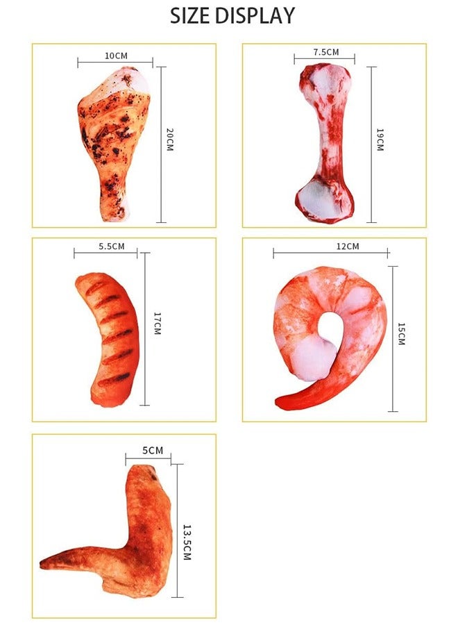 ألعاب صرير الكلاب 5 قطع من ألعاب مضغ الكلاب القطيفة المحاكاة للحيوانات الأليفة بما في ذلك أرجل الدجاج والخضروات والفواكه مع الصرير لألعاب تسنين الكلاب والقطط (متعدد) - Image 2