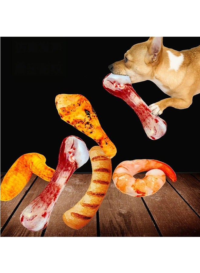 ألعاب صرير الكلاب 5 قطع من ألعاب مضغ الكلاب القطيفة المحاكاة للحيوانات الأليفة بما في ذلك أرجل الدجاج والخضروات والفواكه مع الصرير لألعاب تسنين الكلاب والقطط (متعدد) - Image 4