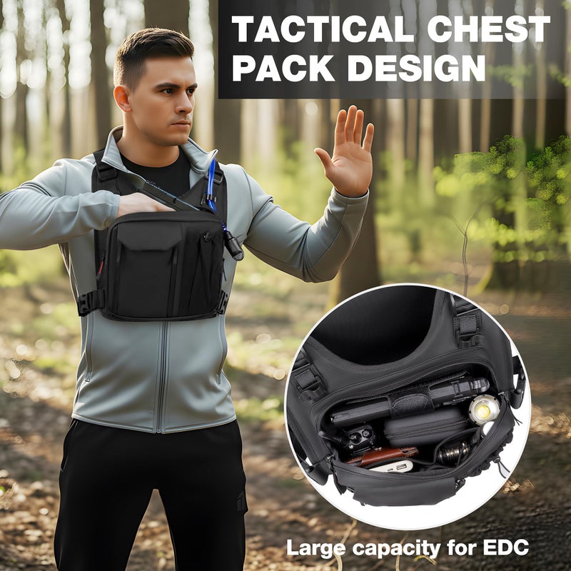 JXFUKAL Running Vest, Lightweight Hydration Backpack with 2L Water Bladder, Reflective Hydration Pack, Tactical Chest Pack Bag for Hiking Running Cycling Marathon for Women Men - Image 2